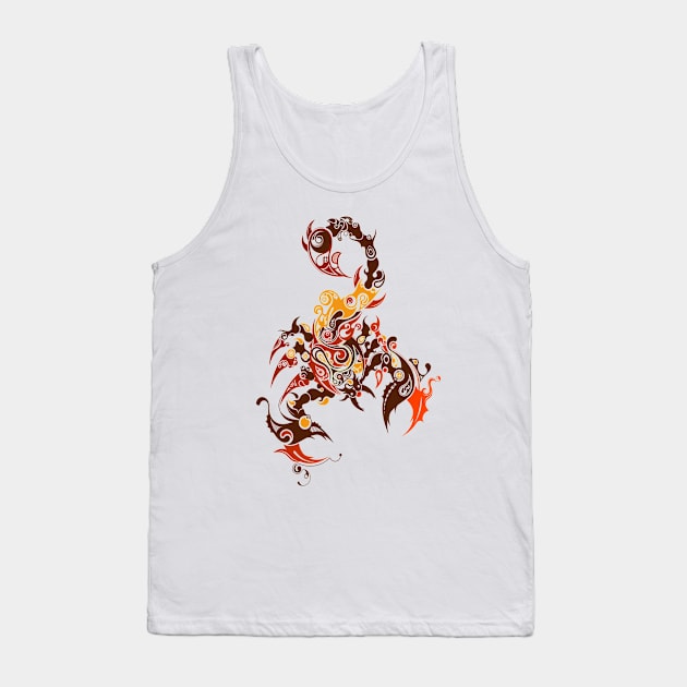 Colorful Tribal Scorpion Tank Top by PsychoDynamics